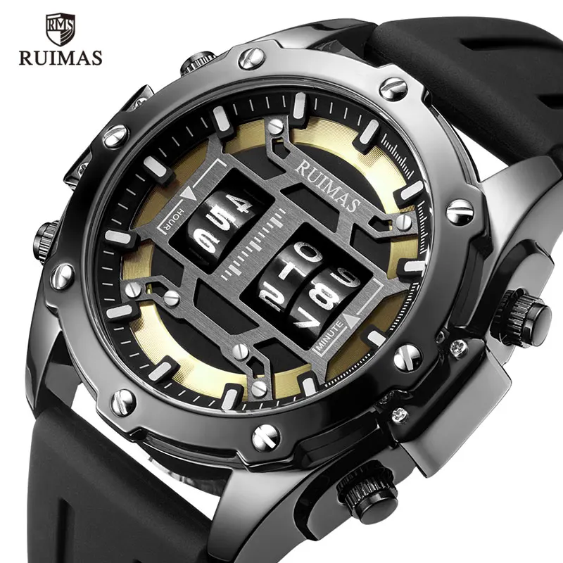 Фото Мужские спортивные часы RUIMAS с уникальным дизайном вращающимся - купить