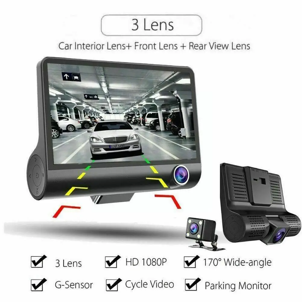 4-inch Triple-recording High-definition Driving Recorder External Three-lens 1080P Dual-recording And DVR Internal HD I6R6
4-inch Triple-recording High-definition Driving Recorder External Three-lens 1080P Dual-recording And DVR Internal HD I6R6