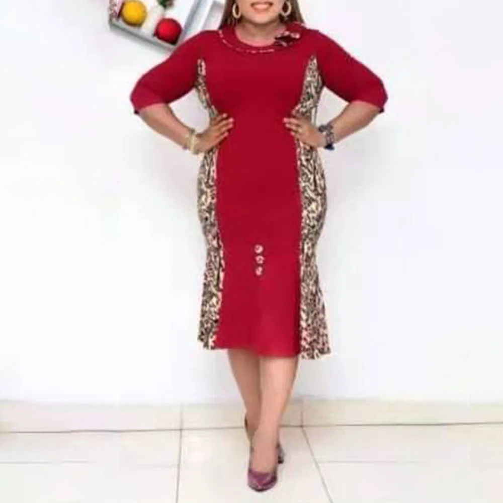 Oversize Dress Europe America African Casual Women's Leopard Splicing Split Fork Round Neck Mermaid 2021 Summer New
Oversize Dress Europe America African Casual Women's Leopard Splicing Split Fork Round Neck Mermaid 2021 Summer New