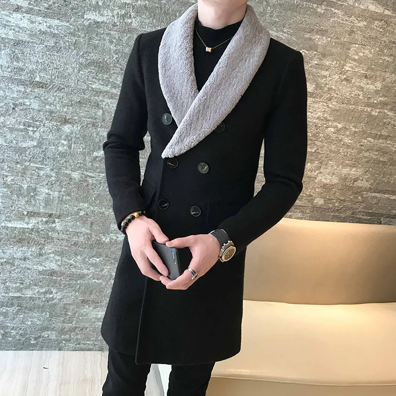 Брендовая одежда в британском стиле, мужское двубортное шерстяное пальто премиум-класса из кашемира, мужские облегающие длинные повседнев... 
Брендовая одежда в британском стиле, мужское двубортное шерстяное пальто премиум-класса из кашемира, мужские облегающие длинные повседнев...