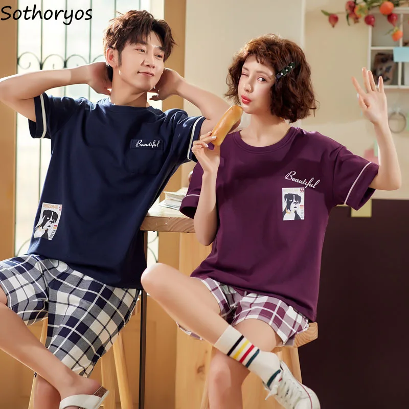 Pajama Sets Summer Short Sleeve Pant Printed Couples Leisure Homewear Breathable Korean Style Ulzzang Leisure Chic Sleepwear New 
Pajama Sets Summer Short Sleeve Pant Printed Couples Leisure Homewear Breathable Korean Style Ulzzang Leisure Chic Sleepwear New