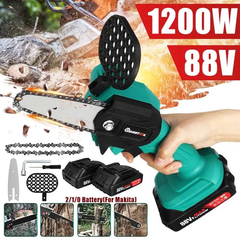88VF 1200W 4 Inch Mini Electric Chain Saw Woodworking Pruning Garden Logging Saw Rechargeable Wood Cutter For Makita 18V Battery
88VF 1200W 4 Inch Mini Electric Chain Saw Woodworking Pruning Garden Logging Saw Rechargeable Wood Cutter For Makita 18V Battery