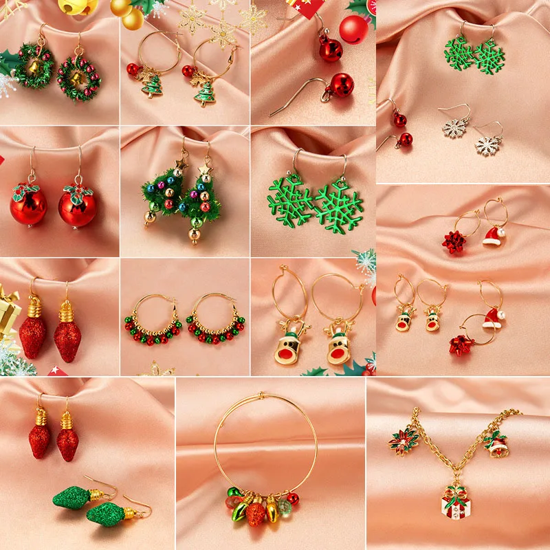 

Christmas Earrings Christmas Tree Snowman Bell Earring Studs Cute Small Earrings Set For Women Creative Party Accessories