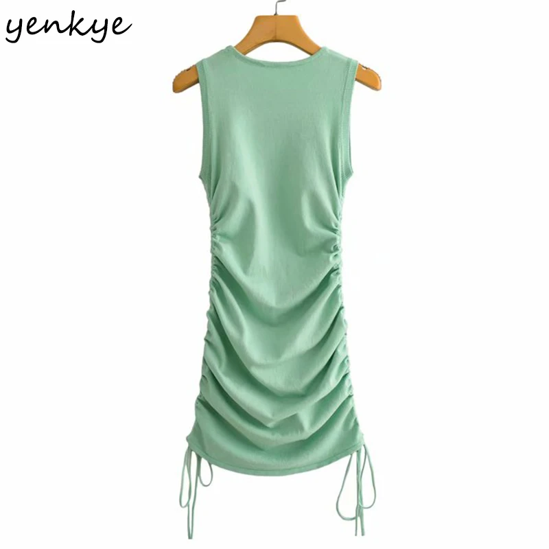 YENKYE Romantic Side Drawstring Bodycon Mini Dress Women Vintage Solid Color O Neck Sleeveless Knit Sexy Dress Robe
YENKYE Romantic Side Drawstring Bodycon Mini Dress Women Vintage Solid Color O Neck Sleeveless Knit Sexy Dress Robe