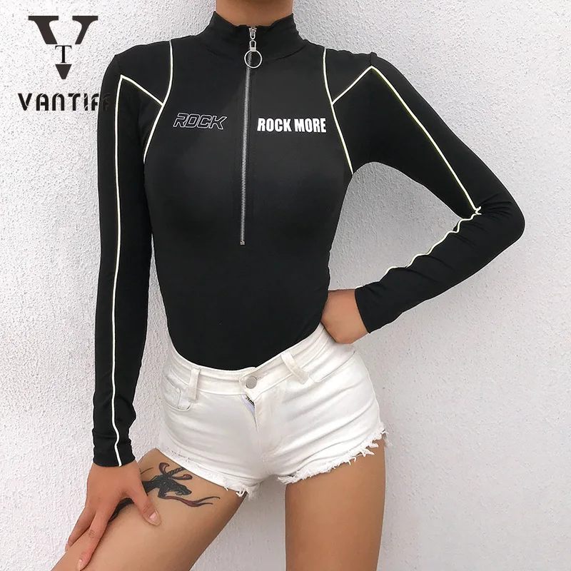 Bodycon Crop Tops Gothic Harajuku Zipper Long Sleeve Slim Fashion Girl Top with A Glowing Strip of Zip-tight Sports Bodysuit
Bodycon Crop Tops Gothic Harajuku Zipper Long Sleeve Slim Fashion Girl Top with A Glowing Strip of Zip-tight Sports Bodysuit