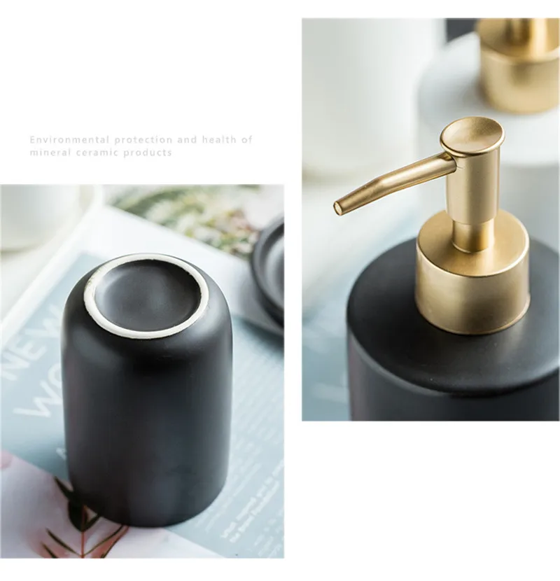 Black White Bathroom Wash Set Simple Ceramic Hand Soap Dispenser Mouthwash Cup Soap Dish Home Bath Washing Accessory Suit
Black White Bathroom Wash Set Simple Ceramic Hand Soap Dispenser Mouthwash Cup Soap Dish Home Bath Washing Accessory Suit