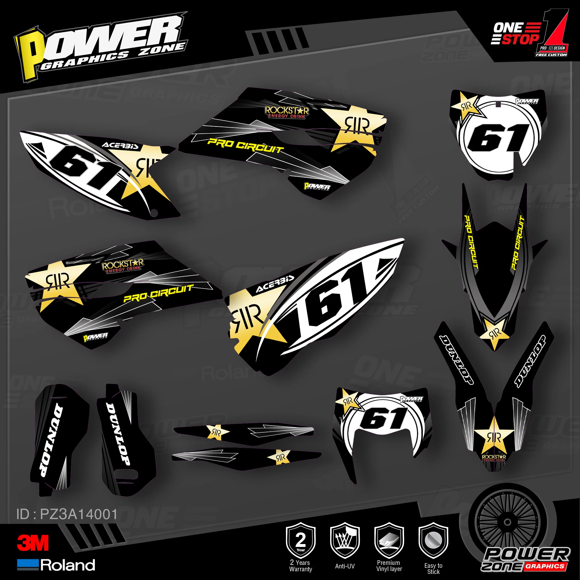 Персонализированные графические наклейки PowerZone Team 3M s Kit для Husqvarna 2014 15 TC FC 2015 16 FE TE