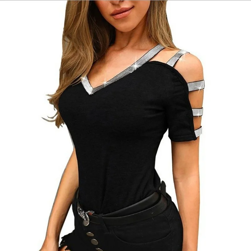 Summer Elegant T-shirt Fashion Short-sleeved V-neck T-shirt Casual Popular Sexy T-shirt Strapless V-neck Short-sleeved T-shirt
Summer Elegant T-shirt Fashion Short-sleeved V-neck T-shirt Casual Popular Sexy T-shirt Strapless V-neck Short-sleeved T-shirt