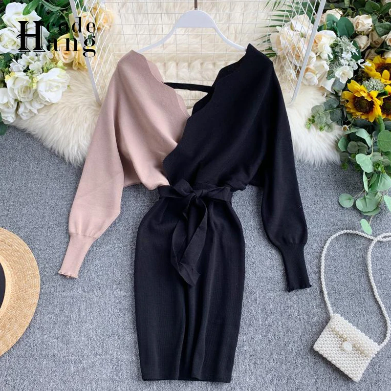 HangCode 2020 New Autumn Winter Women Knitted Dress Luxury Waves V-neck Sash Bandage Short Bodycon Dress Elegant Ladies Dresses
HangCode 2020 New Autumn Winter Women Knitted Dress Luxury Waves V-neck Sash Bandage Short Bodycon Dress Elegant Ladies Dresses