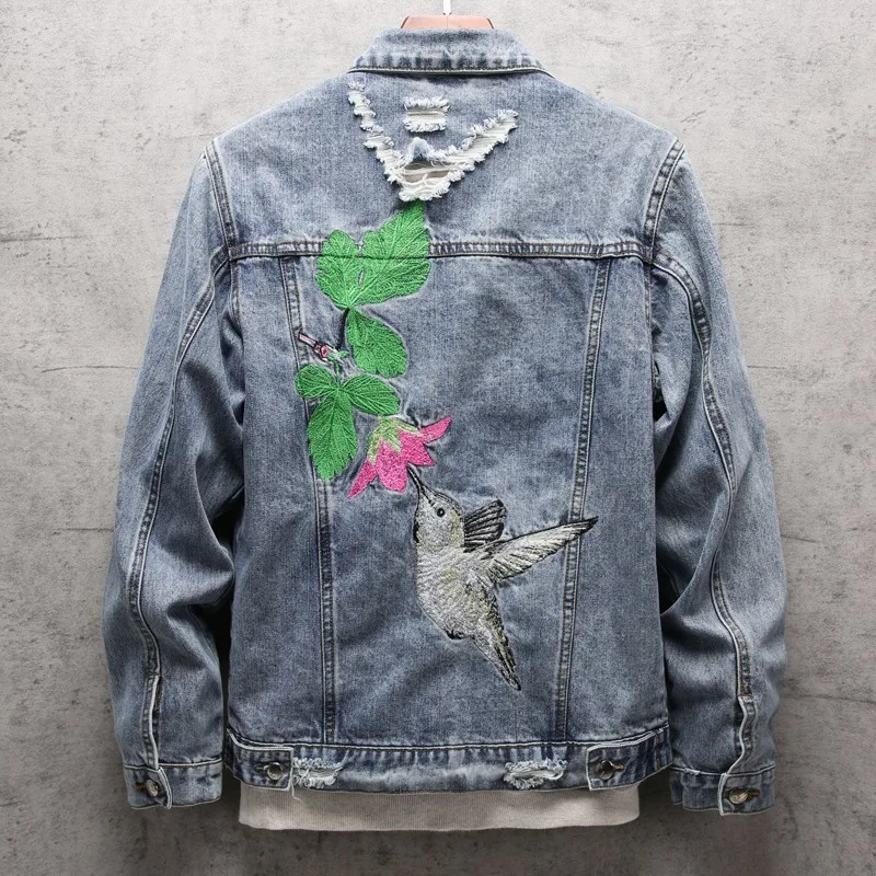 New Casual Frayed Hole Animal Embroidery Men Denim Jackets Spring Fashion Harajuku Plus Size 4XL Jeans Coats Slim Outerwear
New Casual Frayed Hole Animal Embroidery Men Denim Jackets Spring Fashion Harajuku Plus Size 4XL Jeans Coats Slim Outerwear