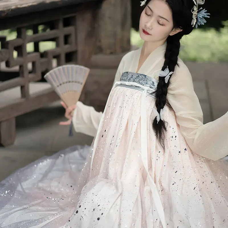 Women Chinese Traditional Wedding Party Costumes Hanfu Mesh Dress Fairy Star Sequin Han Tang Dynasty Princess Oriental Dresses
Women Chinese Traditional Wedding Party Costumes Hanfu Mesh Dress Fairy Star Sequin Han Tang Dynasty Princess Oriental Dresses