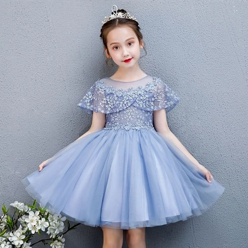 

Платья принцессы для девочек, держащих букет невесты 2021 летняя детская Свадебная вечеринка кружевное бальное платье; Платье принцессы для ...
