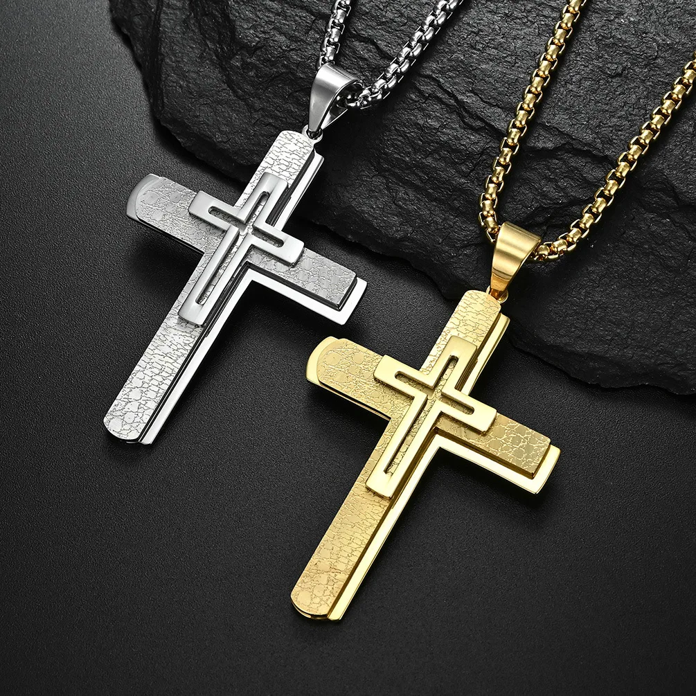 European And American Style Domineering Three-layer 18k Gold Plated Muscular Male Large Cross Pendant Necklace
European And American Style Domineering Three-layer 18k Gold Plated Muscular Male Large Cross Pendant Necklace