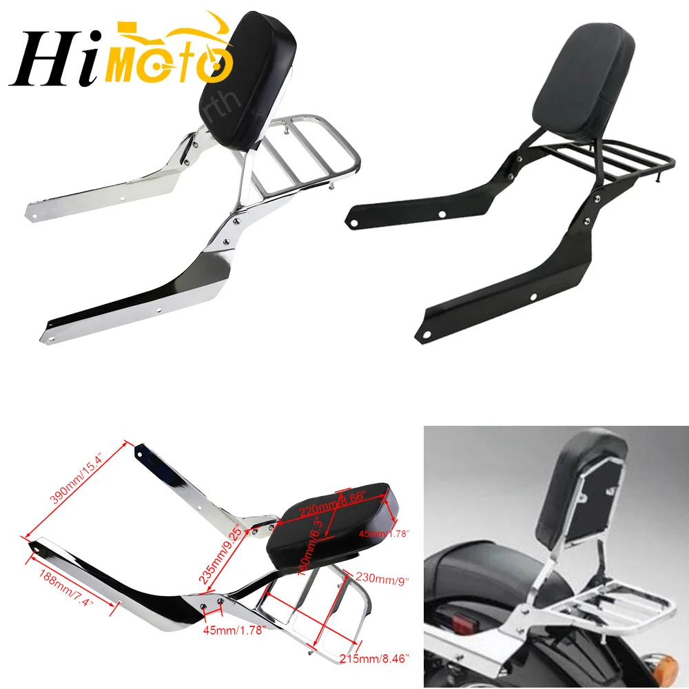 

For Honda VT750 C2 Shadow Spirit 2007-2014 VT750C2B Shadow Phantom 2010-2015 Chrome Black Rear Backrest Sissy Bar w/Luggage Rack