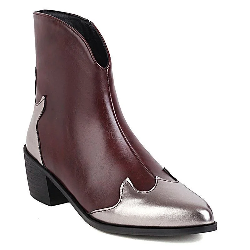 Women's Pointed Toe Chunky Heel Boots PU Leather Mixed Colors Lady's Large Size Cowboy Modern Boots Fall Winter
Women's Pointed Toe Chunky Heel Boots PU Leather Mixed Colors Lady's Large Size Cowboy Modern Boots Fall Winter