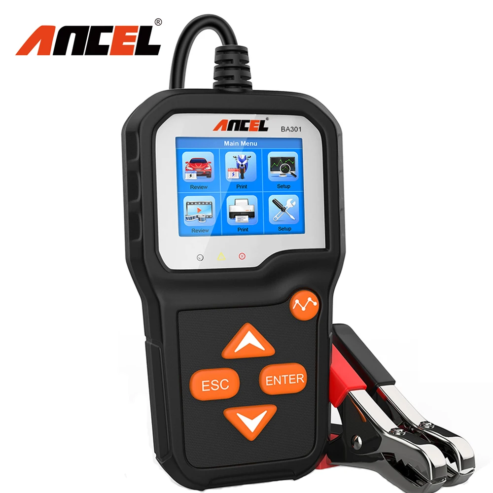 

ANCEL BA301 12v 6v Car Battery Tester Motorcycle Auto Battery System Analyzer 100 to 2000 CCA Car Quick Cranking Charging Tool