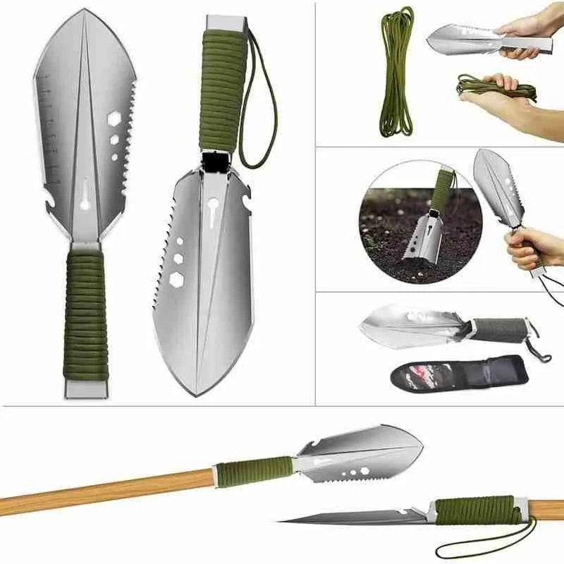 

Gardening Shovel With Sawtooth Hex Wrench Ruler Digging Trowel Outdoor Steel Gardening Farming Sharp Shovel Head