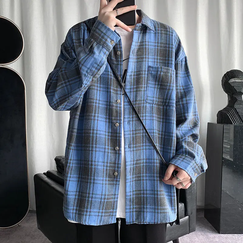 Cotton Fashion Plaid Korean Shirts Men Casual Summer Autumn Shirt Homme Shirts Male Harajuku Tops Streetwear Funny Blouse Shirt
Cotton Fashion Plaid Korean Shirts Men Casual Summer Autumn Shirt Homme Shirts Male Harajuku Tops Streetwear Funny Blouse Shirt