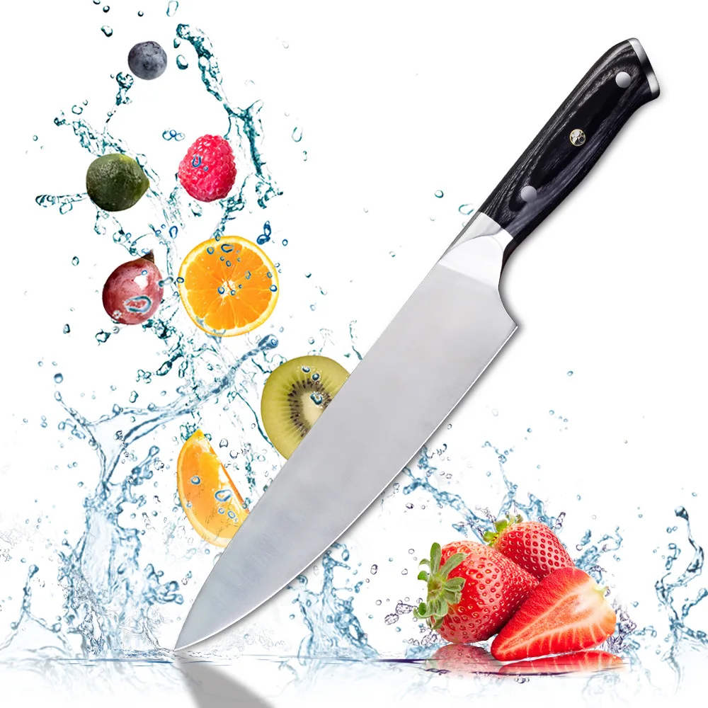 8-inch Western-style chef knife, kitchen knife, steel meat cutter, multi-purpose swordfish knife, kitchen knife.
8-inch Western-style chef knife, kitchen knife, steel meat cutter, multi-purpose swordfish knife, kitchen knife.
