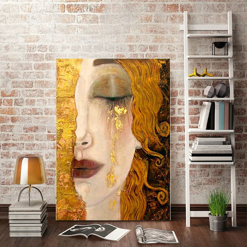 Golden Beauty Tears and Kiss Oil Painting Poster and Prints Abstract Figure Canvas Painting Pictures for Living Room Cuadros
Golden Beauty Tears and Kiss Oil Painting Poster and Prints Abstract Figure Canvas Painting Pictures for Living Room Cuadros