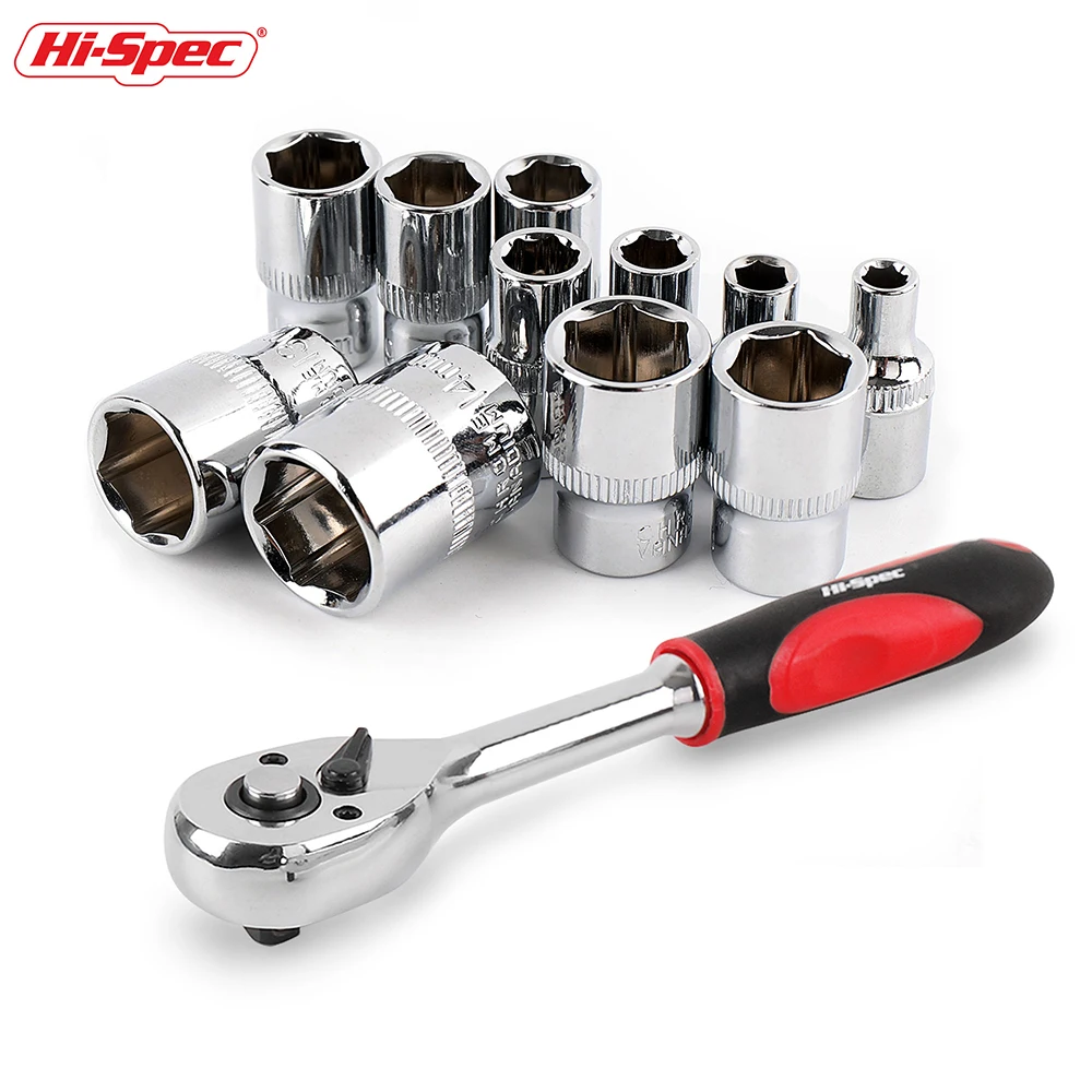 Набор торцевых гаечных ключей Hi-Spec 1/4 дюйма 4-14 мм 6 точек короткий длинный |