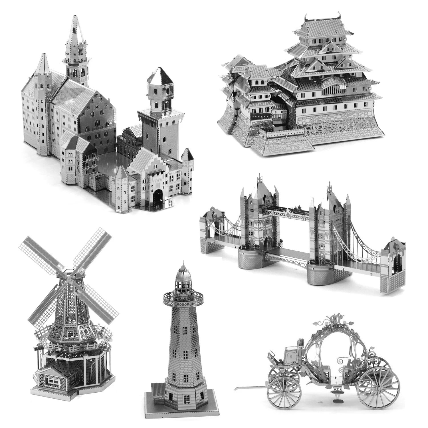 

3D Metal Puzzle World famous buildings Himeji Castle Dutch windmill model KITS Assemble Jigsaw Puzzle Gift Toys For Children