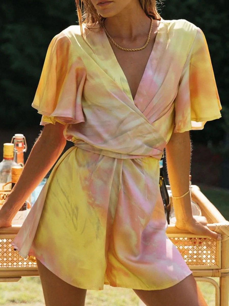 Boho Women Sexy Jumpsuit Tie-dye Printing Irregular V-neck Halter Lace Falbala Backless Summer Slim Thin Casual Fashion Shorts
Boho Women Sexy Jumpsuit Tie-dye Printing Irregular V-neck Halter Lace Falbala Backless Summer Slim Thin Casual Fashion Shorts