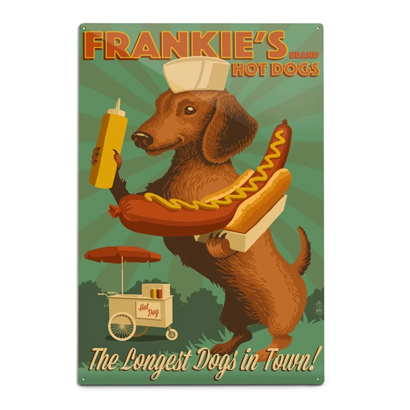 Dachshund Retro Hotdog Ad 12x8 Inch Metal Wall Sign Wall Decor Ready to Hang Tin Signs
Dachshund Retro Hotdog Ad 12x8 Inch Metal Wall Sign Wall Decor Ready to Hang Tin Signs
