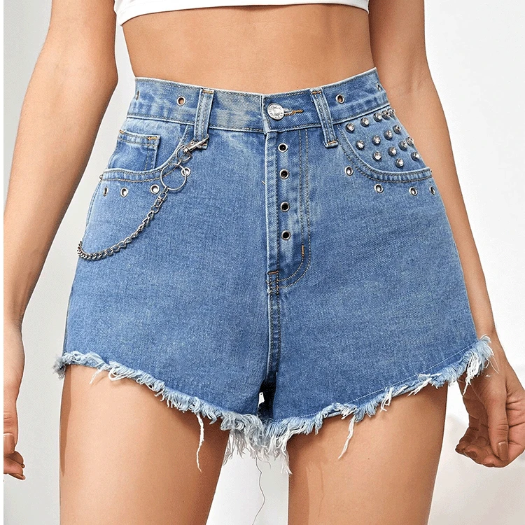 New Women's Temperament Commuter Hot Style Hot Pants Chain Wicker All-match Denim Ripped Shorts
New Women's Temperament Commuter Hot Style Hot Pants Chain Wicker All-match Denim Ripped Shorts