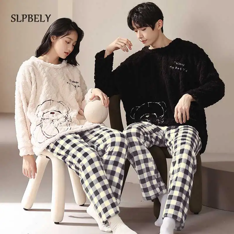 SLPBELY Flannel Couple Pajamas Set Homewear Winter Thicken Lovely Bear Long Sleeve Men And Women Nightwear Cute Lovers Sleepwear
SLPBELY Flannel Couple Pajamas Set Homewear Winter Thicken Lovely Bear Long Sleeve Men And Women Nightwear Cute Lovers Sleepwear