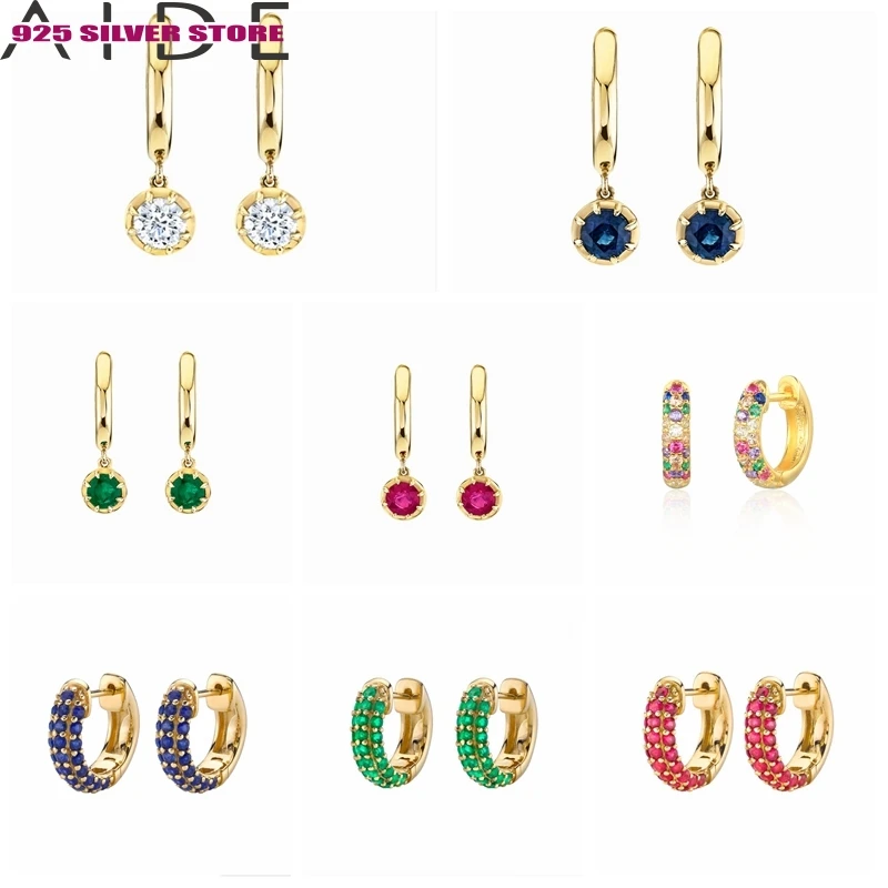 Aide S925 серебряные серьги Huggie для Для женщин Радуга CZ Циркон 2021 трендовые женские серьги, серьги в виде колец, с Шарм Aretes 
Aide S925 серебряные серьги Huggie для Для женщин Радуга CZ Циркон 2021 трендовые женские серьги, серьги в виде колец, с Шарм Aretes