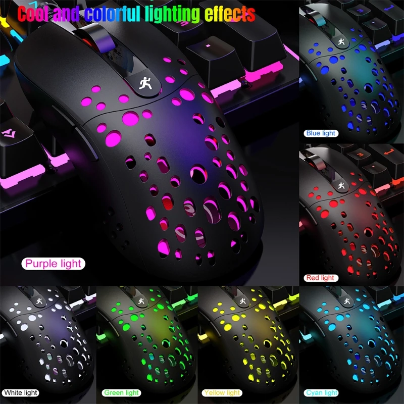 

Wired Lightweight Gaming Mouse, RGB Backlit Mice & 6 Buttons Programmable Driver 8000DPI Ultralight Honeycomb Shell