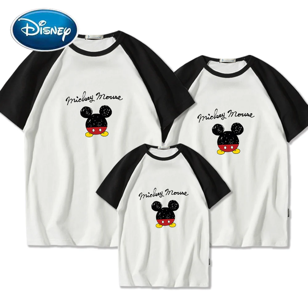 

Disney Minnie Mickey Mouse Cartoon Kids Toddler Mother Father Daughter Son Unisex T-Shirt O-Neck Short Sleeve Tee Tops 7 Colors