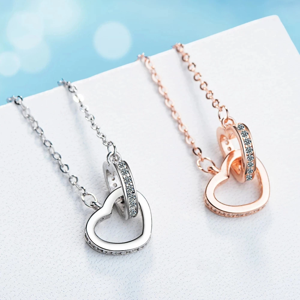 The New Fashion Simple Creative Design Double Heart Necklace Women Sweet Charm Necklace Jewelry
The New Fashion Simple Creative Design Double Heart Necklace Women Sweet Charm Necklace Jewelry