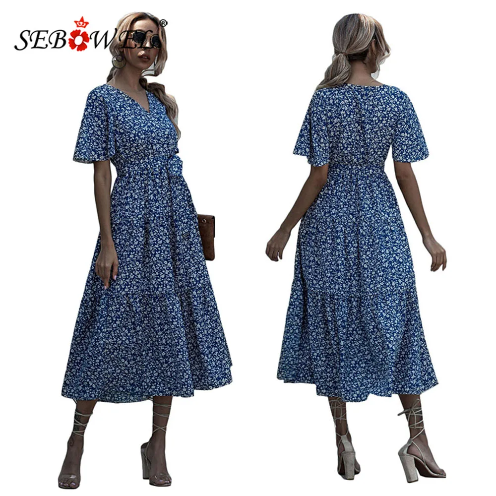 SEBOWEL Summer 2020 V-neck Cross Wrapped Polka Dot Floral Dresses Woman Vintage Pleated Boho Dress with Sashes Beach Vestidos
SEBOWEL Summer 2020 V-neck Cross Wrapped Polka Dot Floral Dresses Woman Vintage Pleated Boho Dress with Sashes Beach Vestidos