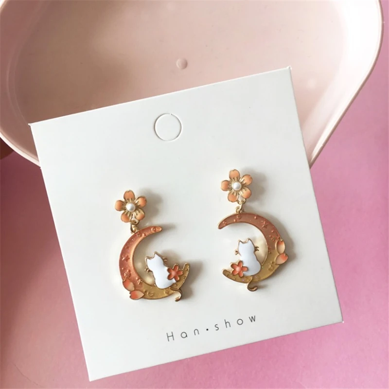 NEW Fashion Creative Temperament Of han Edition Moon Alloy Flower Cat Earrings Jewelry Accessories
NEW Fashion Creative Temperament Of han Edition Moon Alloy Flower Cat Earrings Jewelry Accessories