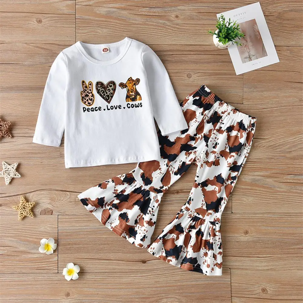 Cartoon Printed Girls Long Sleeve Top and Flared Pants Suit Casual Spring Autumn Outfits 
Cartoon Printed Girls Long Sleeve Top and Flared Pants Suit Casual Spring Autumn Outfits