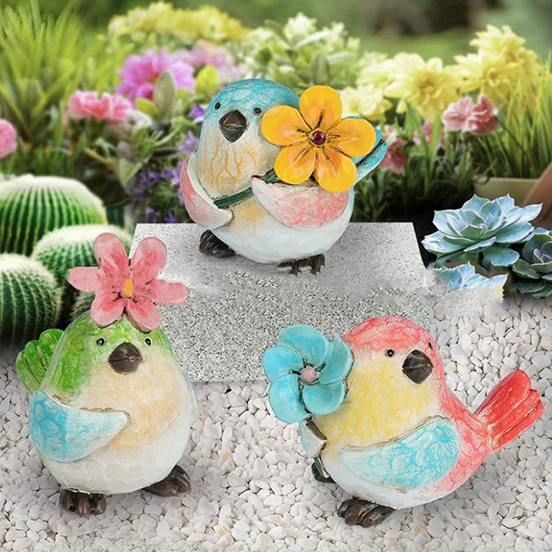 3 Pcs Colorful Bird Ornament With Flowers Hand Painted Resin Animals Figurines For Home Garden Courtyard Decoration
3 Pcs Colorful Bird Ornament With Flowers Hand Painted Resin Animals Figurines For Home Garden Courtyard Decoration