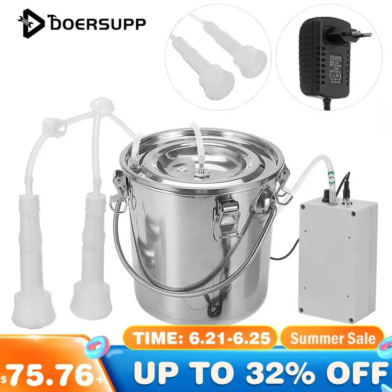 5L Cow Goat Sheep Milker Electric Milking Machine Portable Stainless Steel Bucket Double Heads Hose Pulsating Milker 220V/110V
5L Cow Goat Sheep Milker Electric Milking Machine Portable Stainless Steel Bucket Double Heads Hose Pulsating Milker 220V/110V