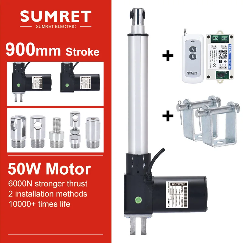900mm Stroke Electric Linear Actuator Kit Set Bracket RF Wireless Remote Switch Module Telescopic Push Rod DC12V 24V Motor Lift
900mm Stroke Electric Linear Actuator Kit Set Bracket RF Wireless Remote Switch Module Telescopic Push Rod DC12V 24V Motor Lift