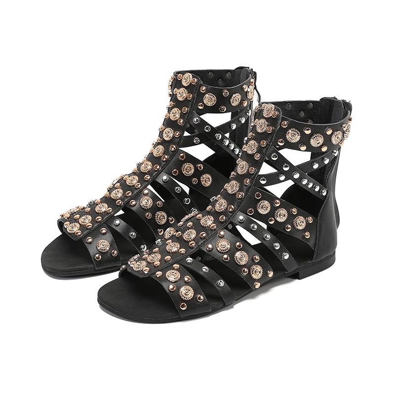 Gladiator Sandals 2021 Summer Style Narrow Band Woman sandalias botas Cross-tied Rivets Flat Sandal Black Boot Zip Punk
Gladiator Sandals 2021 Summer Style Narrow Band Woman sandalias botas Cross-tied Rivets Flat Sandal Black Boot Zip Punk