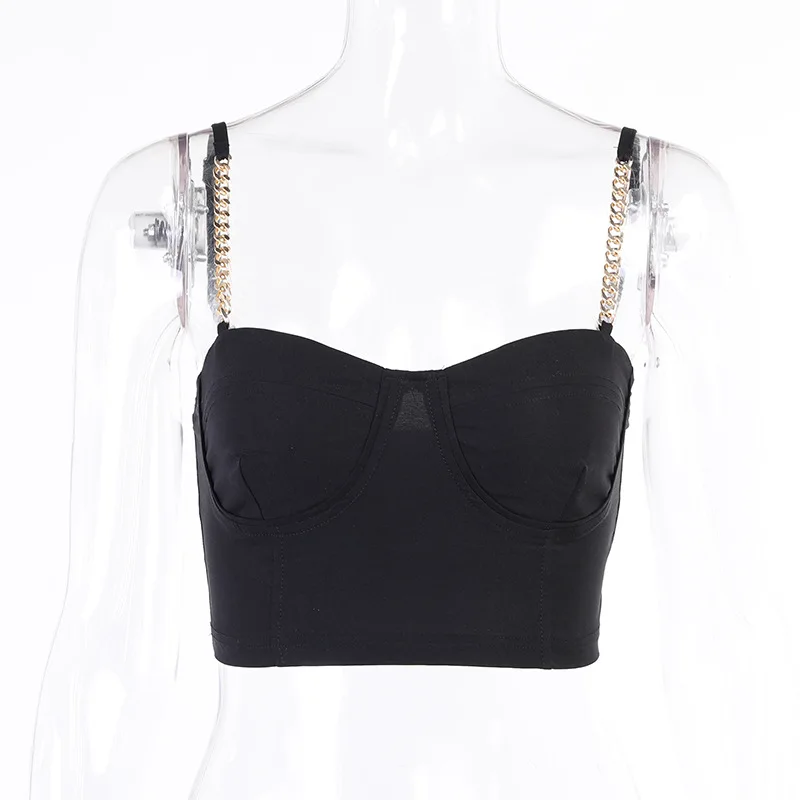 2021 Sexy Chain Sling tops Chic Solid Color Sleeveless Tops Low Chest Push Up Short Tank tops Slim Camis Club
2021 Sexy Chain Sling tops Chic Solid Color Sleeveless Tops Low Chest Push Up Short Tank tops Slim Camis Club