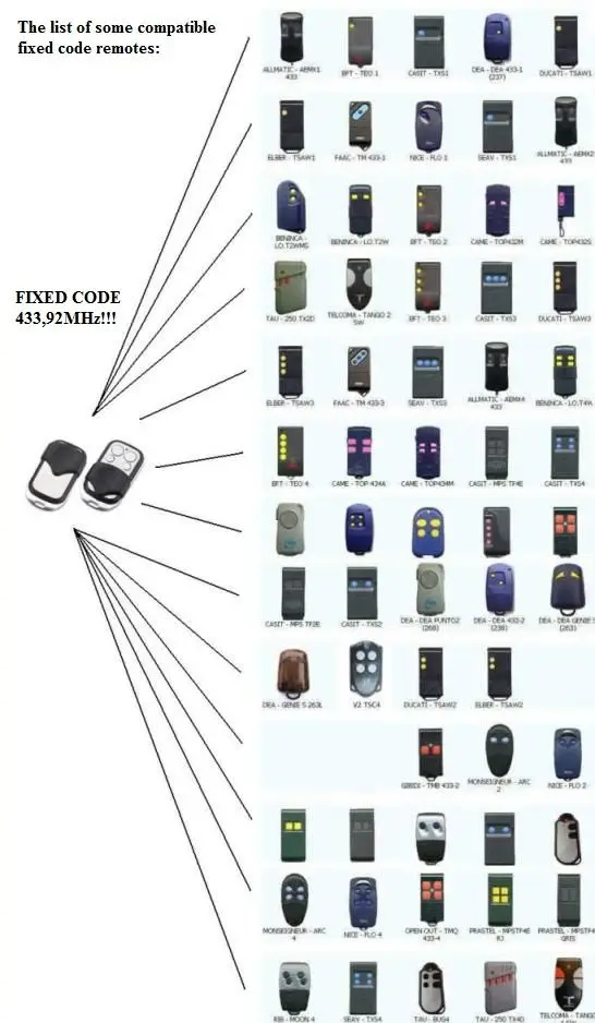BENINCA TO.GO 2WP, TO.GO 4WP Universal remote control replacement, clone, duplicator Fixed code 433,92MHz
BENINCA TO.GO 2WP, TO.GO 4WP Universal remote control replacement, clone, duplicator Fixed code 433,92MHz