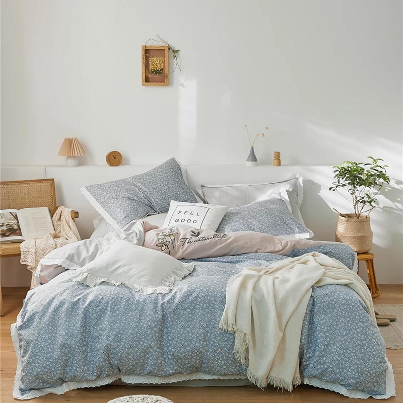 Bedding Set Duvet Cover Set Nordic Style Ins Korean Embroidery Lace 4-piece Set Water Washed Cotton Small Fragmentary Flowers
Bedding Set Duvet Cover Set Nordic Style Ins Korean Embroidery Lace 4-piece Set Water Washed Cotton Small Fragmentary Flowers