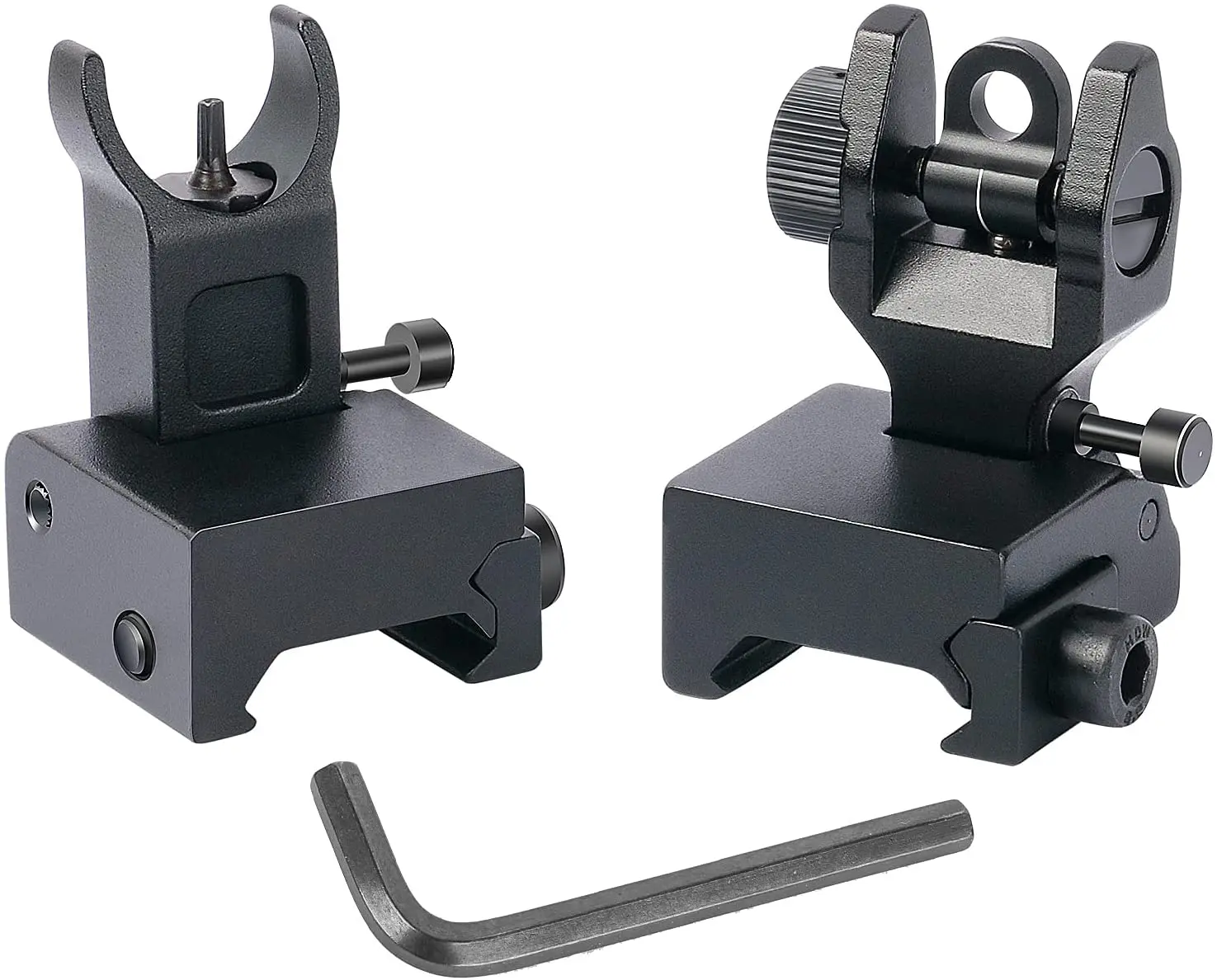 Aluminum Flip Up Iron Sights Set, Front and Rear Sights Combo Low Profile Backup Sights Fit for 20mm Picatinny and Weaver Rails
Aluminum Flip Up Iron Sights Set, Front and Rear Sights Combo Low Profile Backup Sights Fit for 20mm Picatinny and Weaver Rails