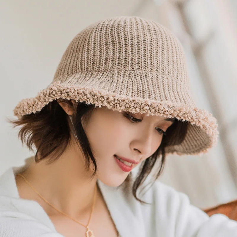 2019 осень и зима новая дикая дамская шляпа котелок корейская мода вязанная