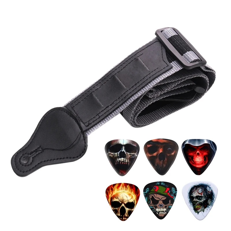 Guitar Strap with 6 Pick Holders for Electric/Acoustic Guitar (Nylon Strap with Accessories)
Guitar Strap with 6 Pick Holders for Electric/Acoustic Guitar (Nylon Strap with Accessories)