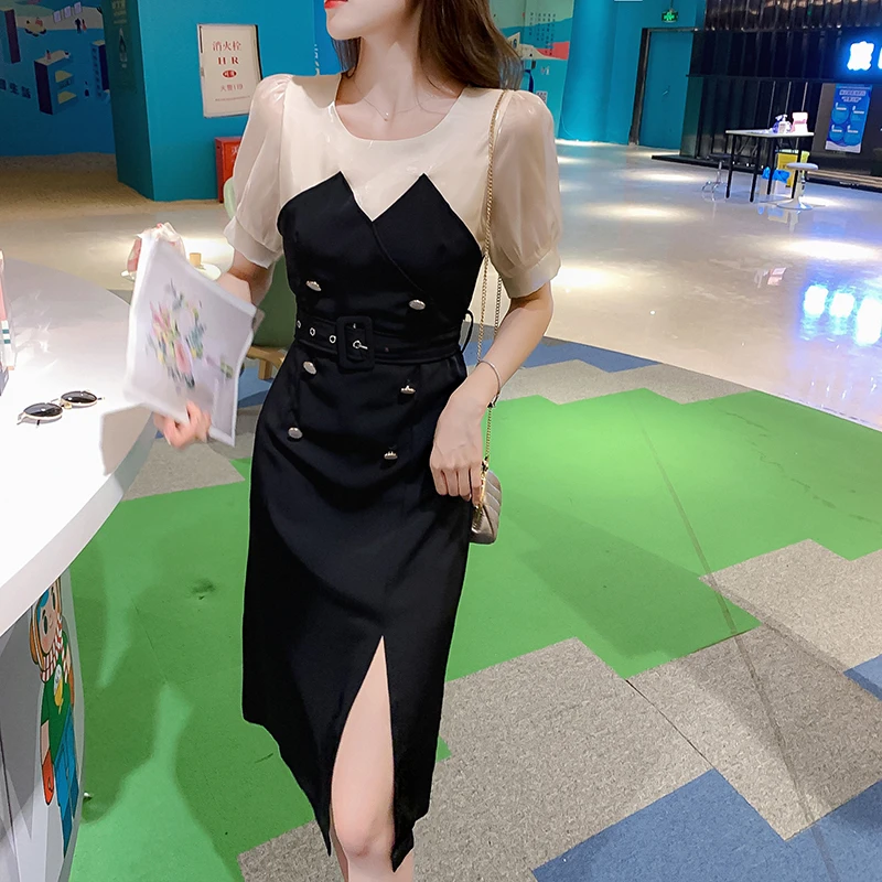 Contrast Dresses Woman Party Night Design Office Lady Dress Summer Luxurious Double Breasted Vestido De Festa Ropa Mujer
Contrast Dresses Woman Party Night Design Office Lady Dress Summer Luxurious Double Breasted Vestido De Festa Ropa Mujer