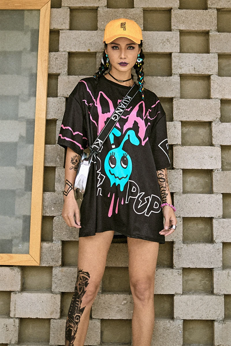 European short-sleeved T-shirt summer new hip-hop women's T-shirt plus size Harajuku street ant alphabet top
European short-sleeved T-shirt summer new hip-hop women's T-shirt plus size Harajuku street ant alphabet top