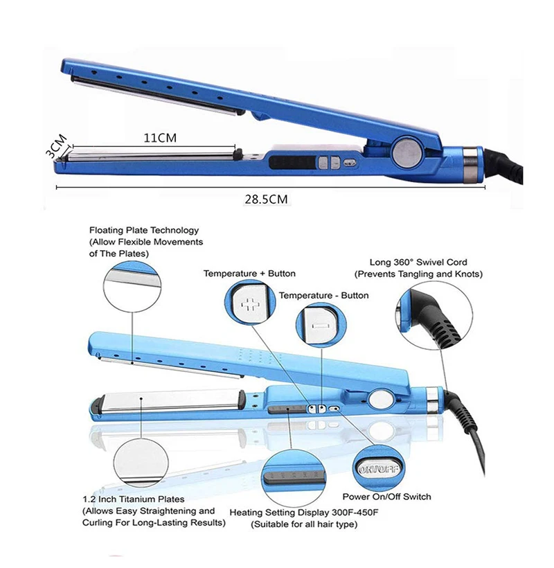 Nano Titanium Hair Straightener & Curler Flat Iron LCD Hot Tool For Salon Hair Styling Fast Heating Hair Brush Hair Curler Wand
Nano Titanium Hair Straightener & Curler Flat Iron LCD Hot Tool For Salon Hair Styling Fast Heating Hair Brush Hair Curler Wand